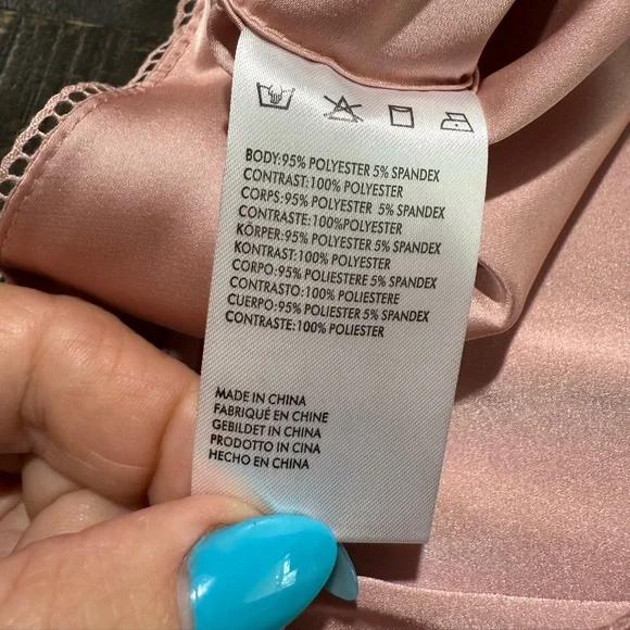 NWT Lani the Label Victoria Blush Pink Satin Lace Bodysuit Sz L Valentines Date - Picture 14 of 15